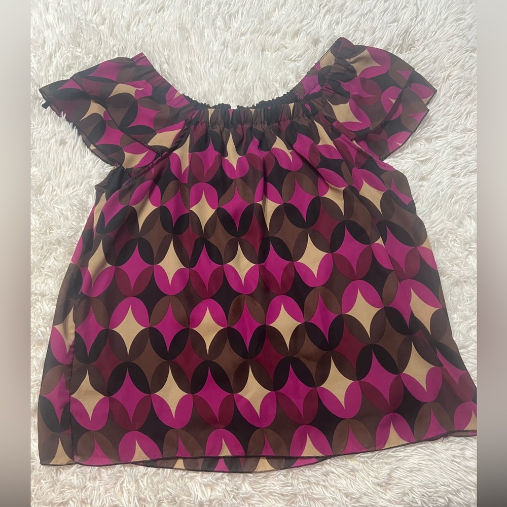 Urban Rose Geometric Pink and Brown Blouse top size 2X